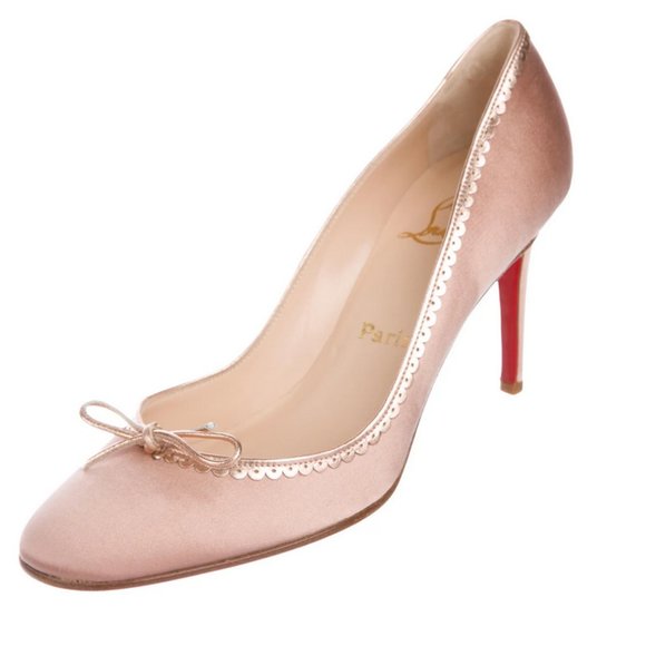 Christian Louboutin Shoes - Christian Louboutin Blush Satin Round-Toe Pumps 37
